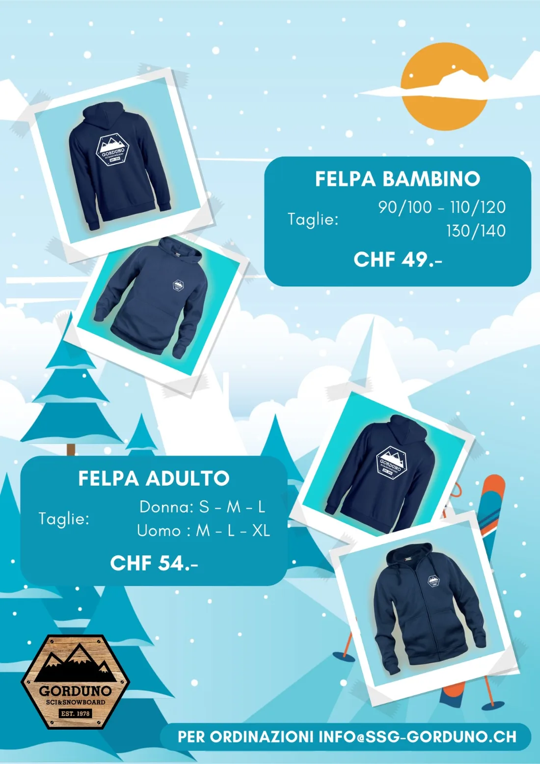 Felpe SSG Gorduno per bambini e adulti, con i prezzi e le taglie disponibili